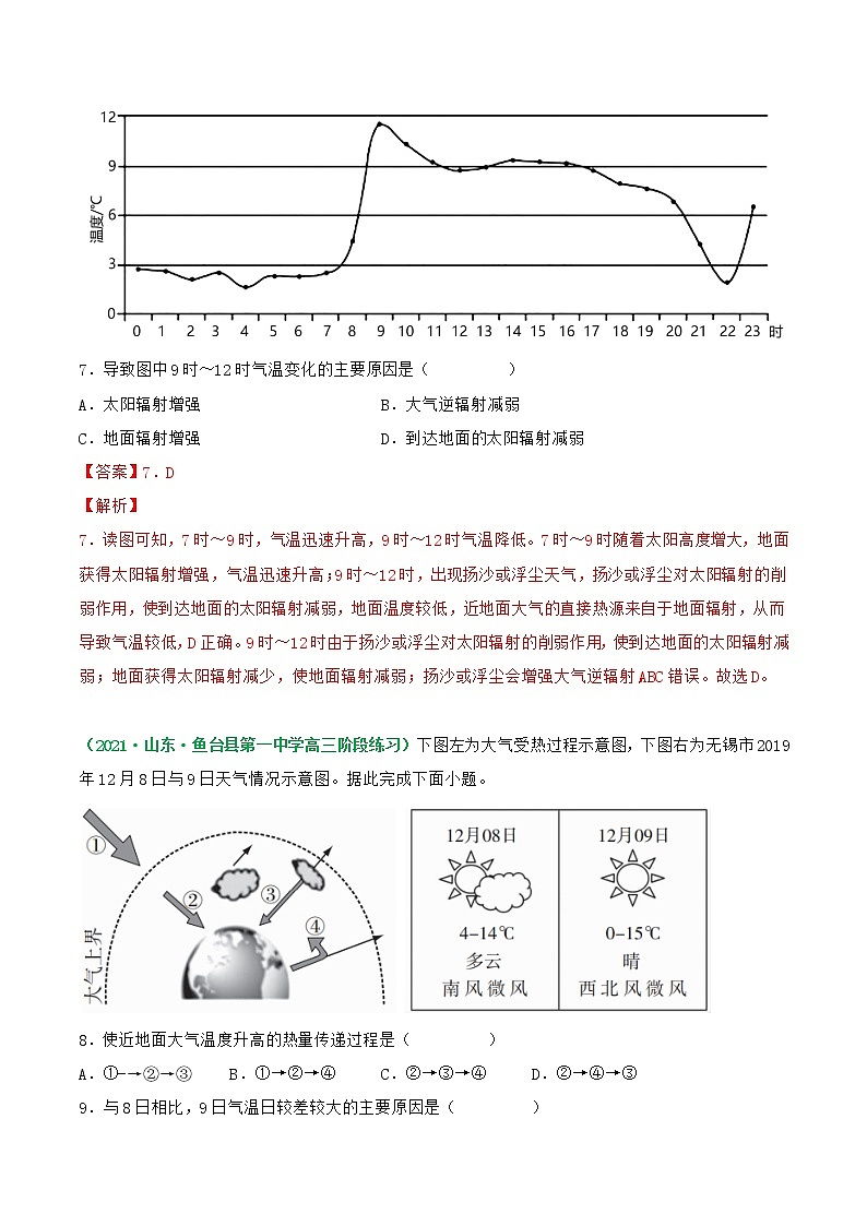 第6讲 大气的组成、垂直结构及受热过程（练习）-2023年高考地理一轮复习讲练测（新教材新高考）(解析版)第3页