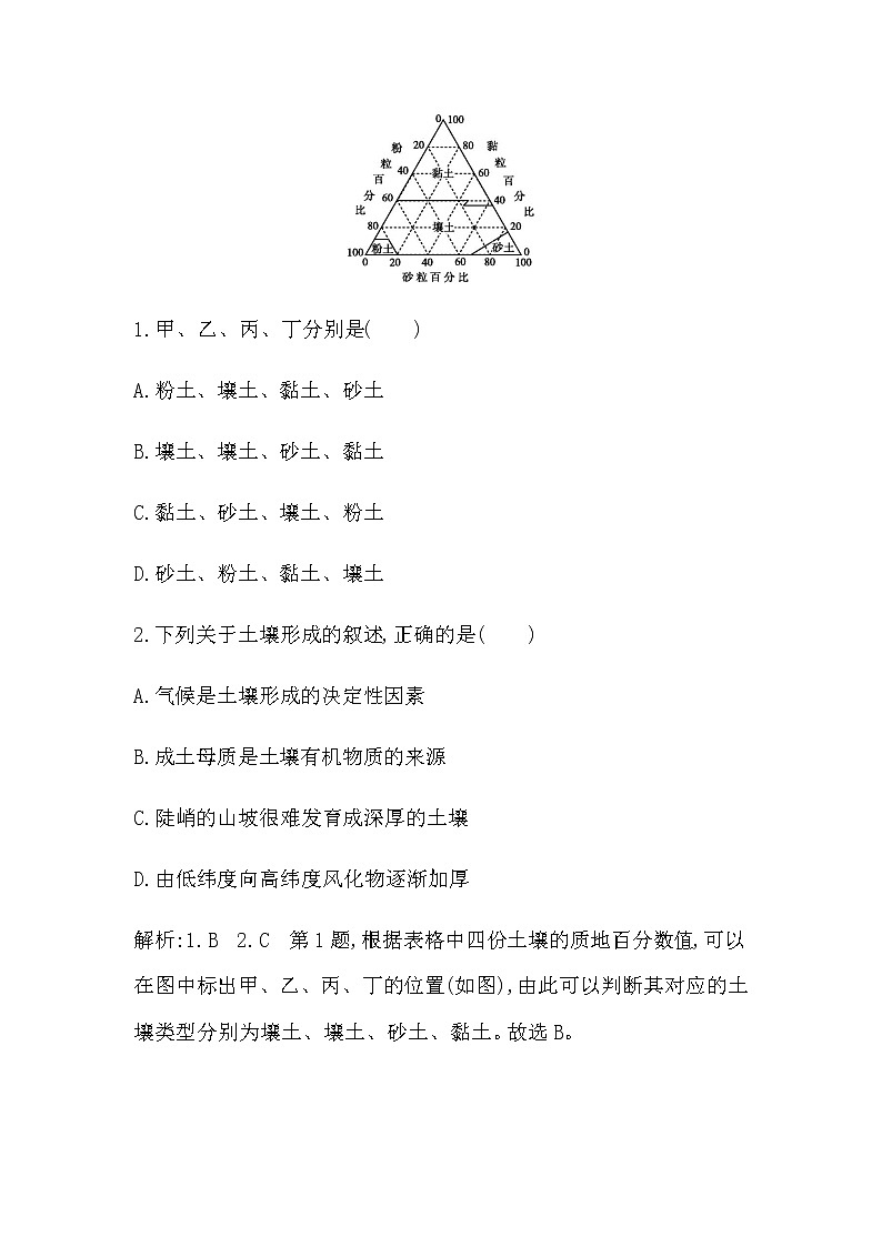 人教版高中地理必修第一册第五章植被与土壤课后训练含答案02