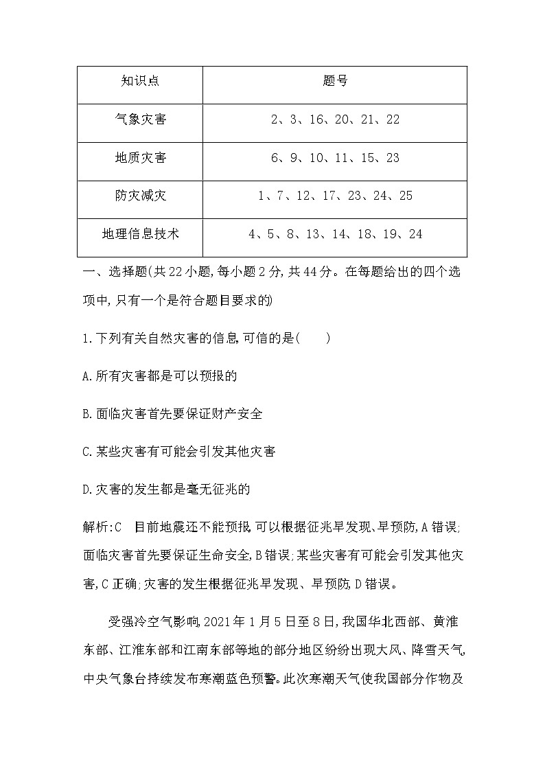 人教版高中地理必修第一册第六章自然灾害课时学案03