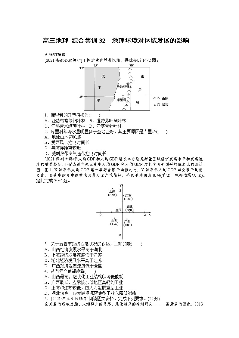 高三地理 综合集训32　地理环境对区域发展的影响 试卷01