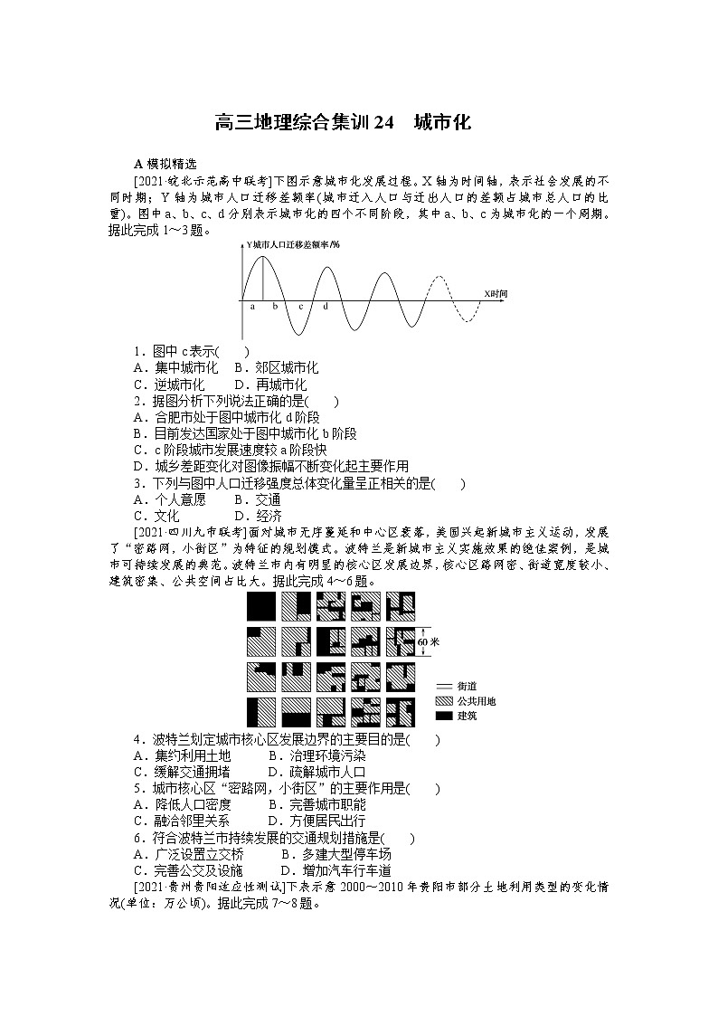 高三地理综合集训24　城市化第1页