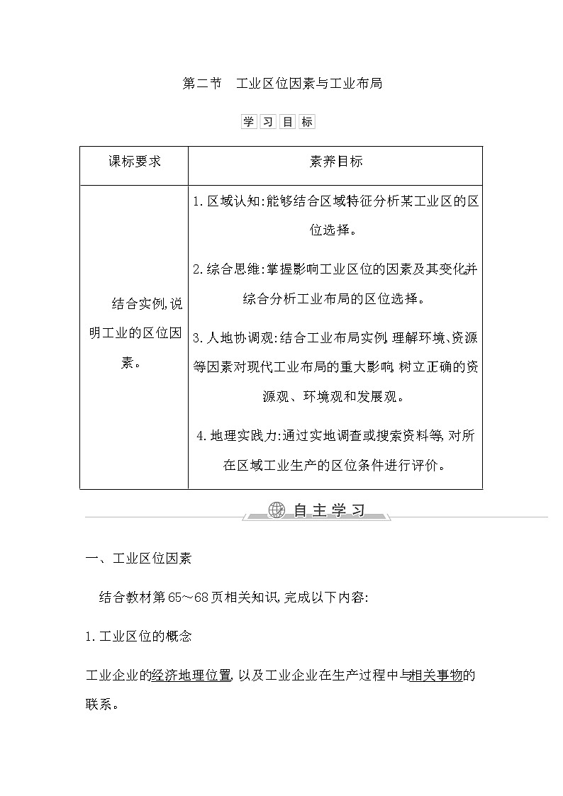 第二节　工业区位因素与工业布局第1页