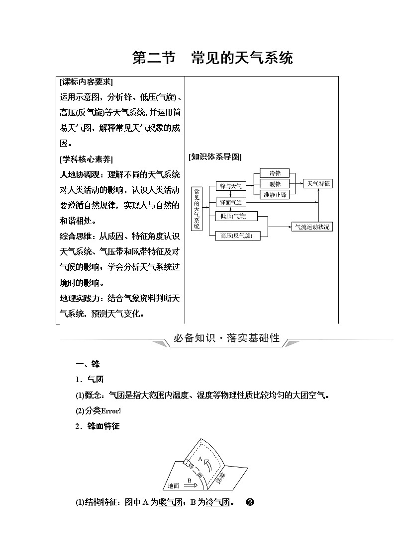 鲁教版高考地理一轮总复习第3单元第2节常见的天气系统课时学案第1页