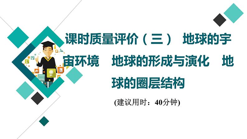 鲁教版高考地理一轮总复习课时质量评价3地球的宇宙环境地球的形成与演化地球的圈层结构课件第1页