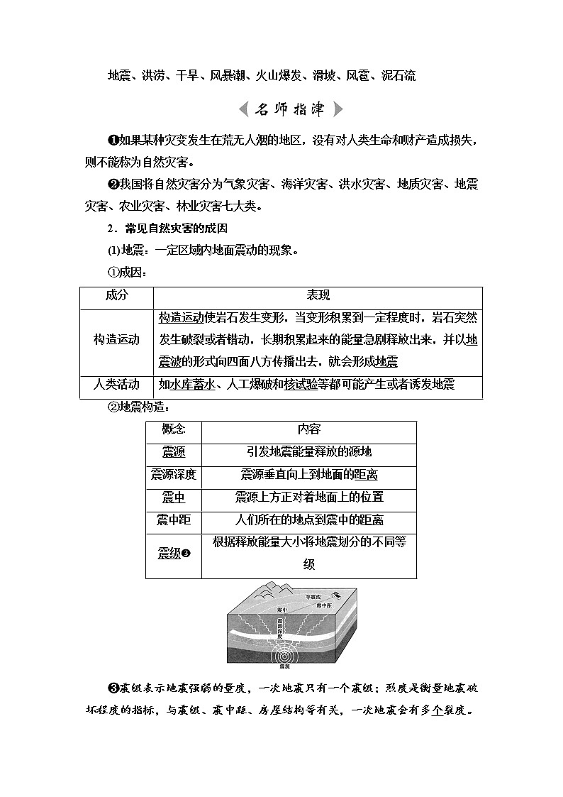 鲁教版高考地理一轮总复习第5单元第4节自然灾害的成因与防避课时学案02
