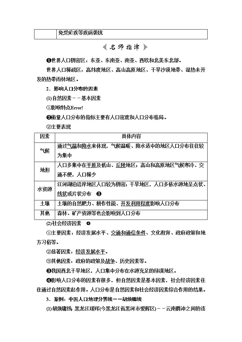 鲁教版高考地理一轮总复习第6单元第1节人口分布人口合理容量课时学案第2页