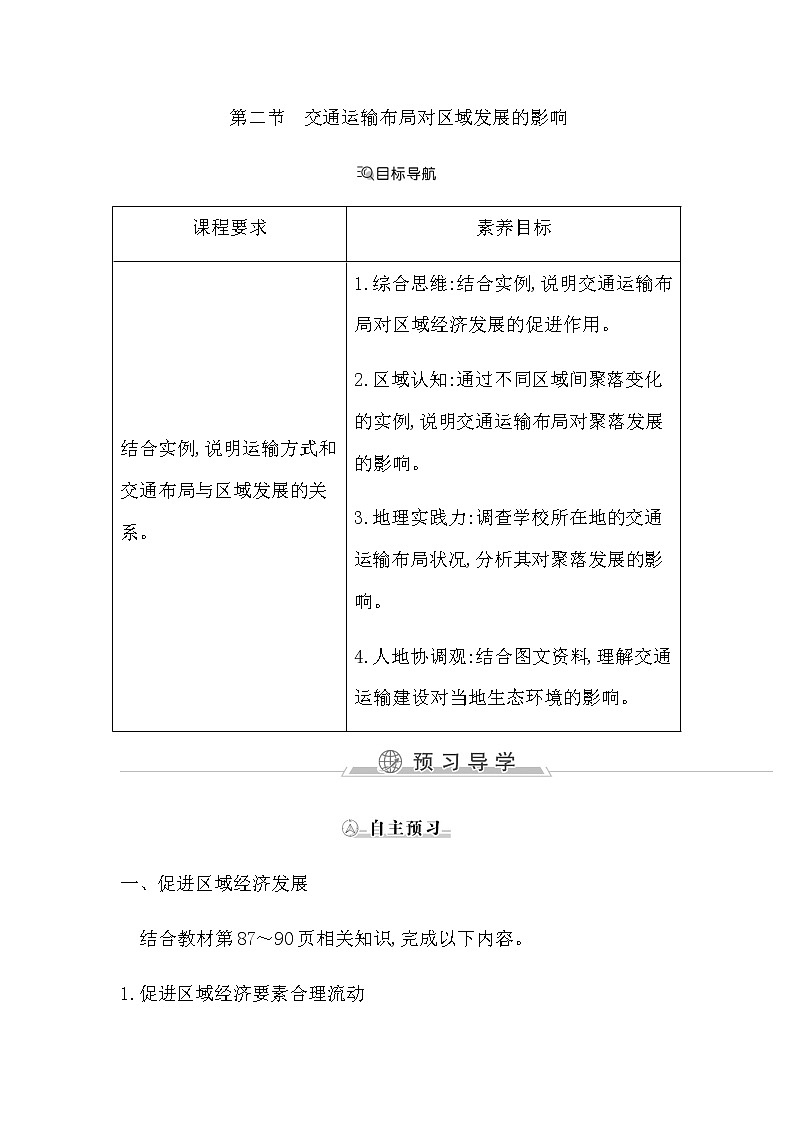 人教版高中地理必修第二册第四章交通运输布局与区域发展课后训练+导学案+教学课件+检测试题01