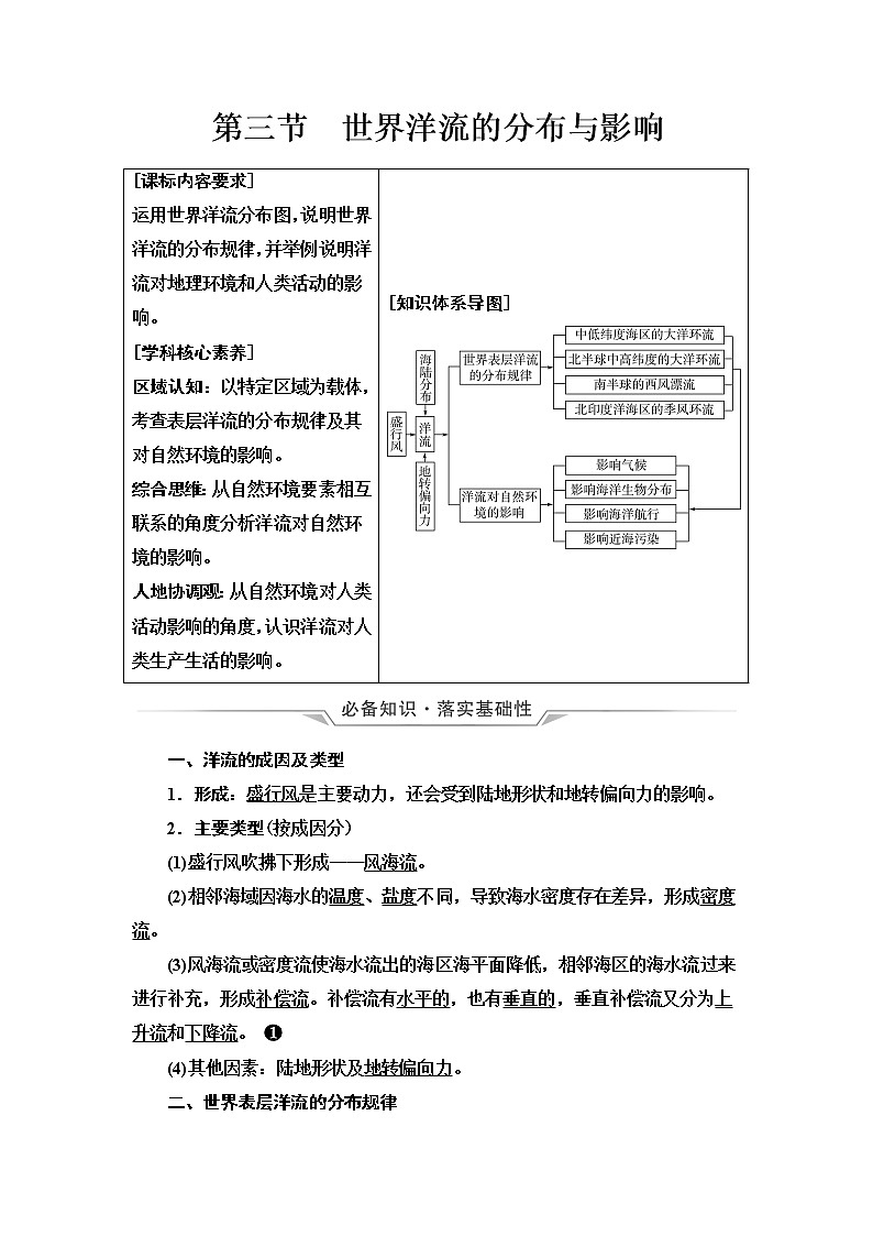 中图版高考地理一轮总复习第5章第3节世界洋流的分布与影响学案第1页