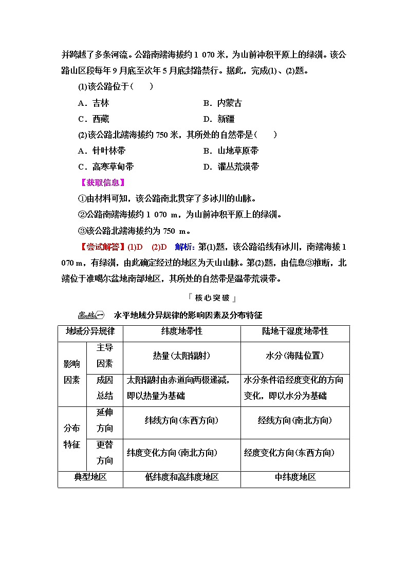 中图版高考地理一轮总复习第6章第3节自然地理环境的地域分异规律学案03
