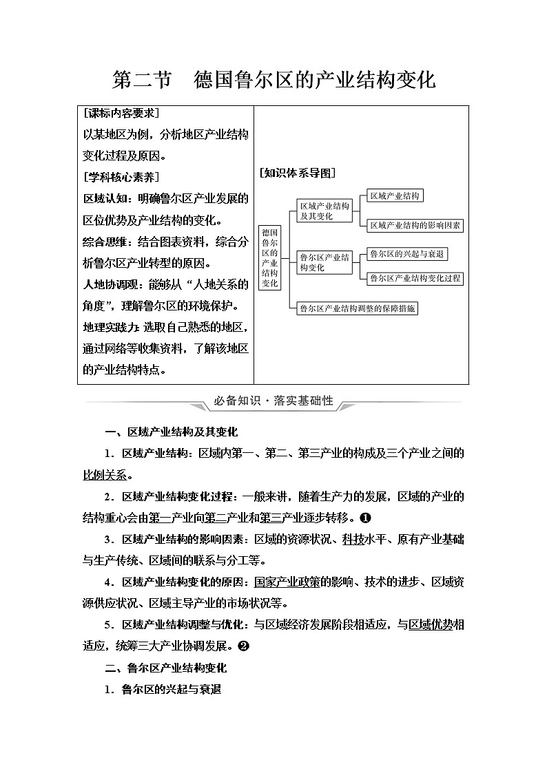 中图版高考地理一轮总复习第15章第2节德国鲁尔区的产业结构变化学案01