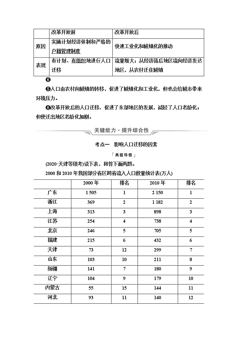 人教版高考地理一轮总复习第7章第2节人口迁移学案第3页