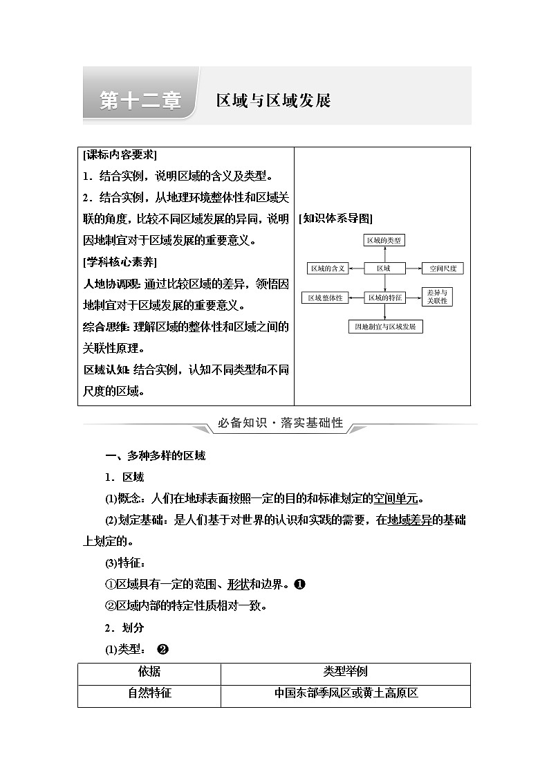 人教版高考地理一轮总复习第12章区域与区域发展学案01