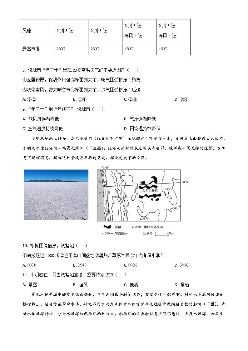 重庆市第一中学2022-2023学年高三上学期10月月考试题  地理  Word版无答案第3页
