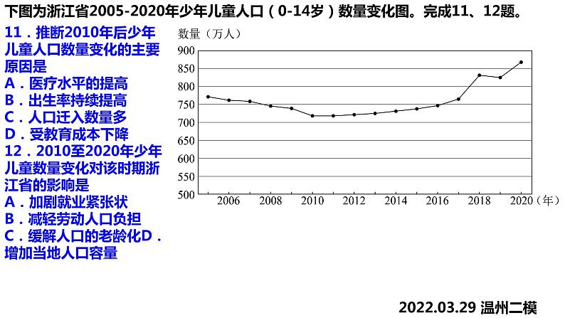 2022届浙江省温州市3月二模地理试题讲评课件07