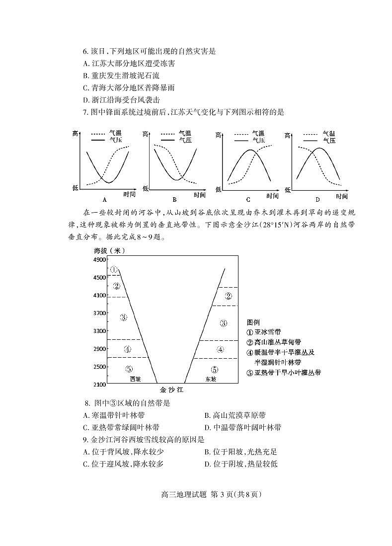 2021泰安高三上学期期末考试地理试题（可编辑）PDF版含答案03