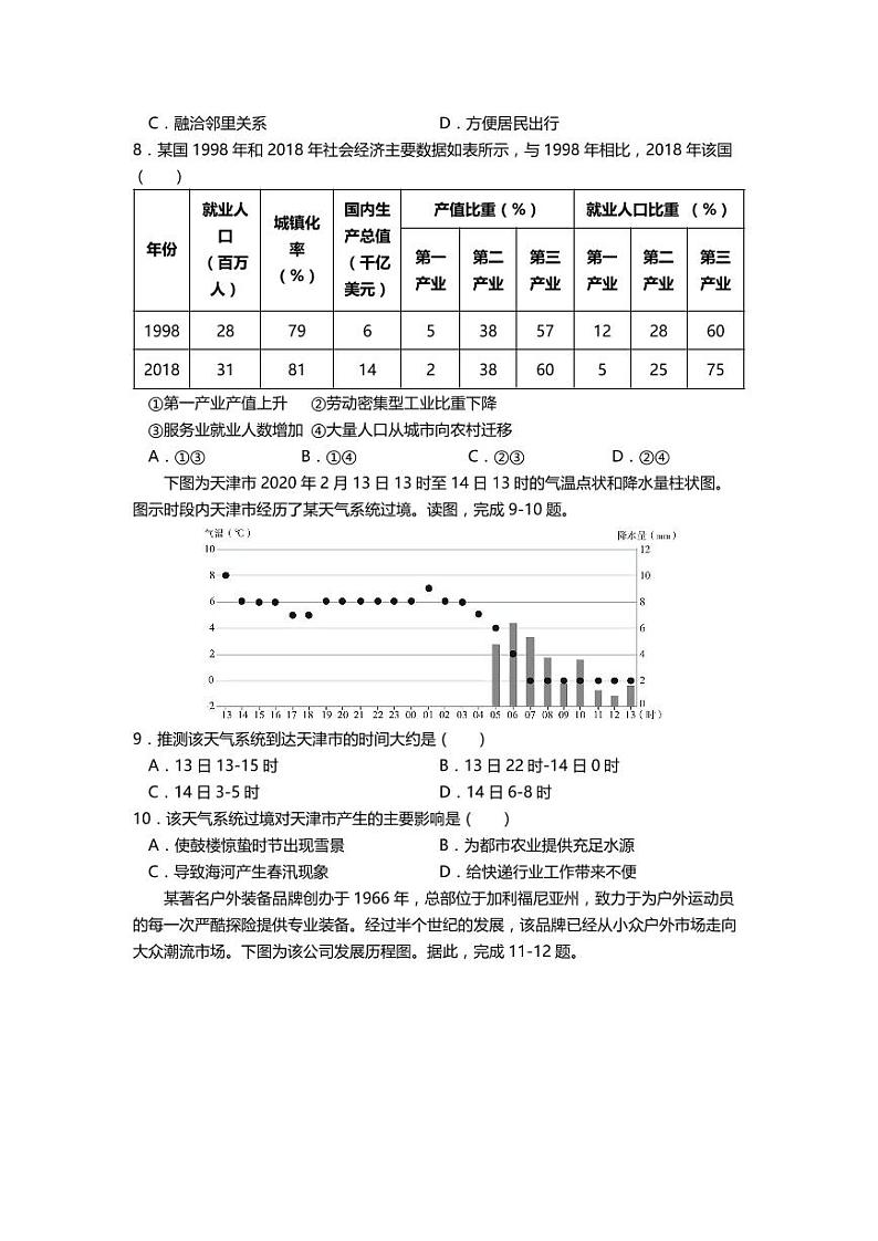 2021天津市一中高三上学期第三次月考地理试题（可编辑）PDF版含答案03