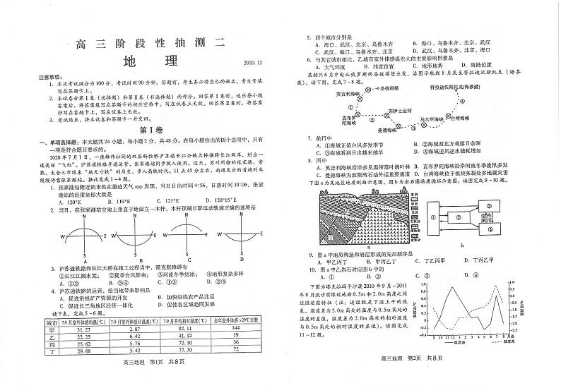2021常熟高三上学期阶段性抽测二地理试题扫描版含答案01