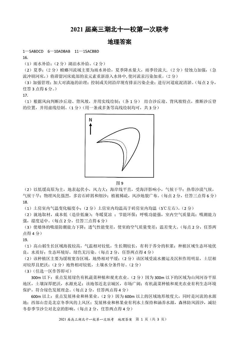 2021湖北省十一校高三上学期第一次联考（12月）地理试题含答案01