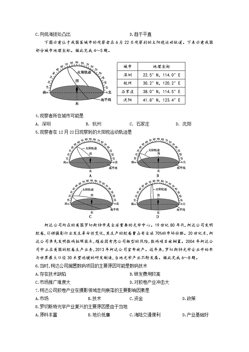 2021深圳高级中学高三10月月考试题地理含答案第2页