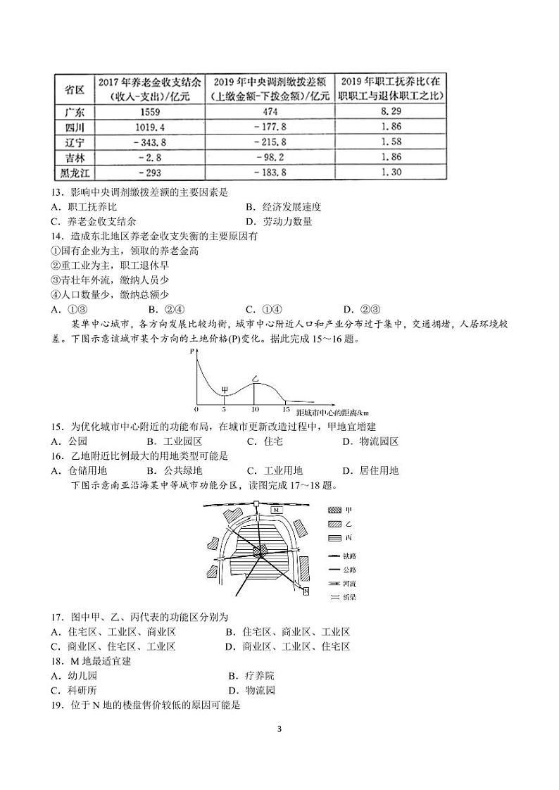 河南省郑州市第一中学2021届高三上学期第三次周测地理试题第3页