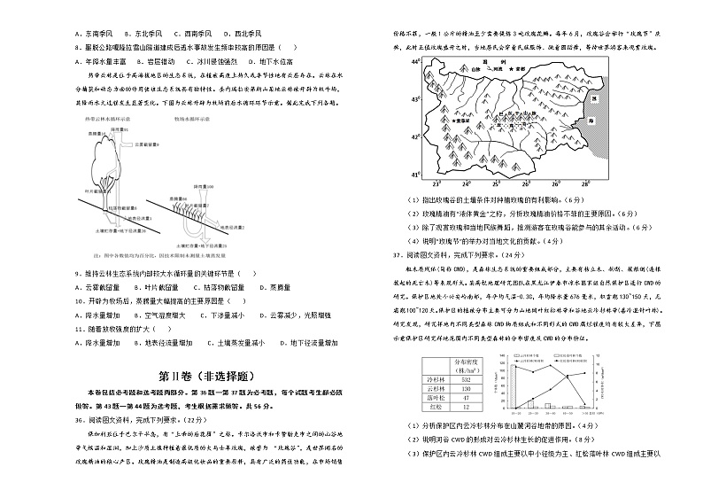 2020江西省麻山中学高三下学期5月第二次教学质量检测文科综合地理试题含答案第2页