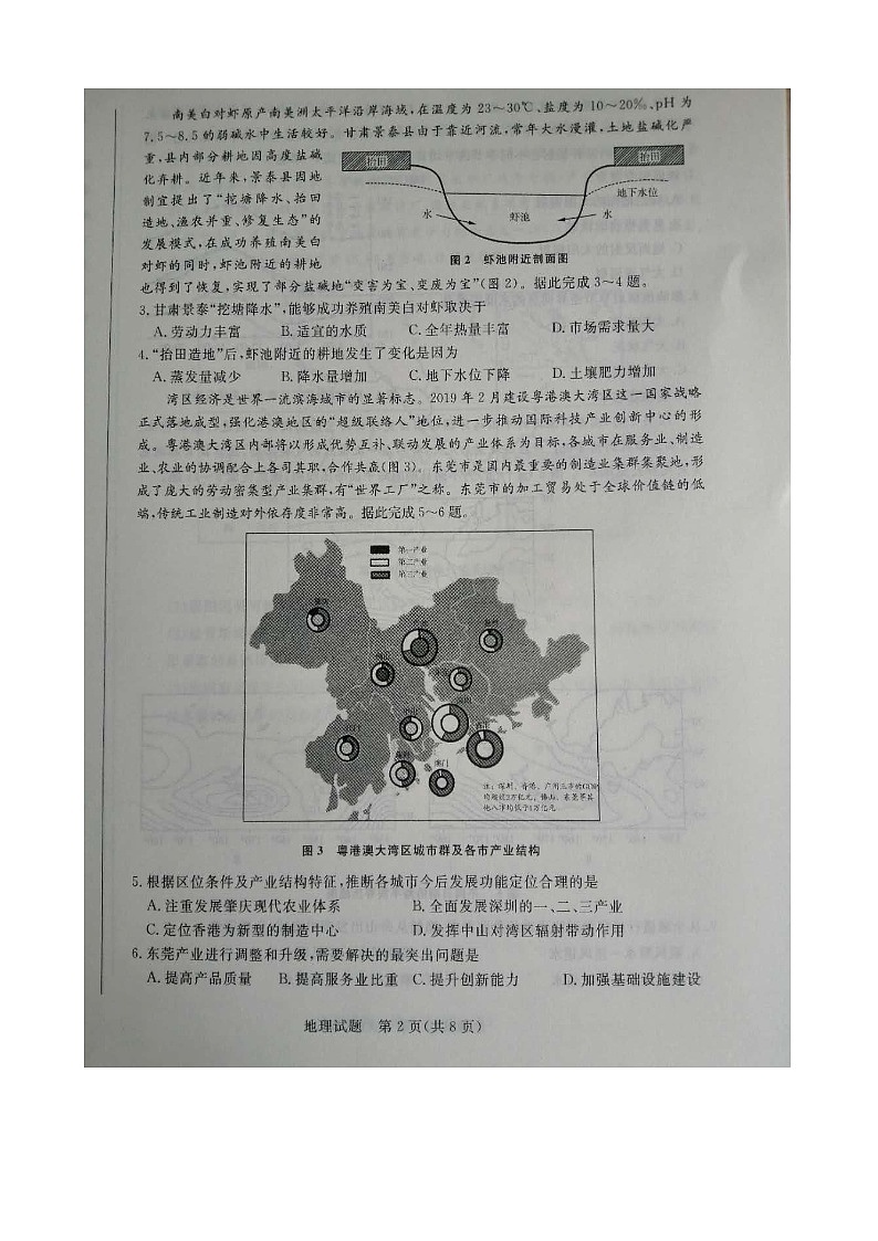 2020济南高三5月二模地理试题缺答案02