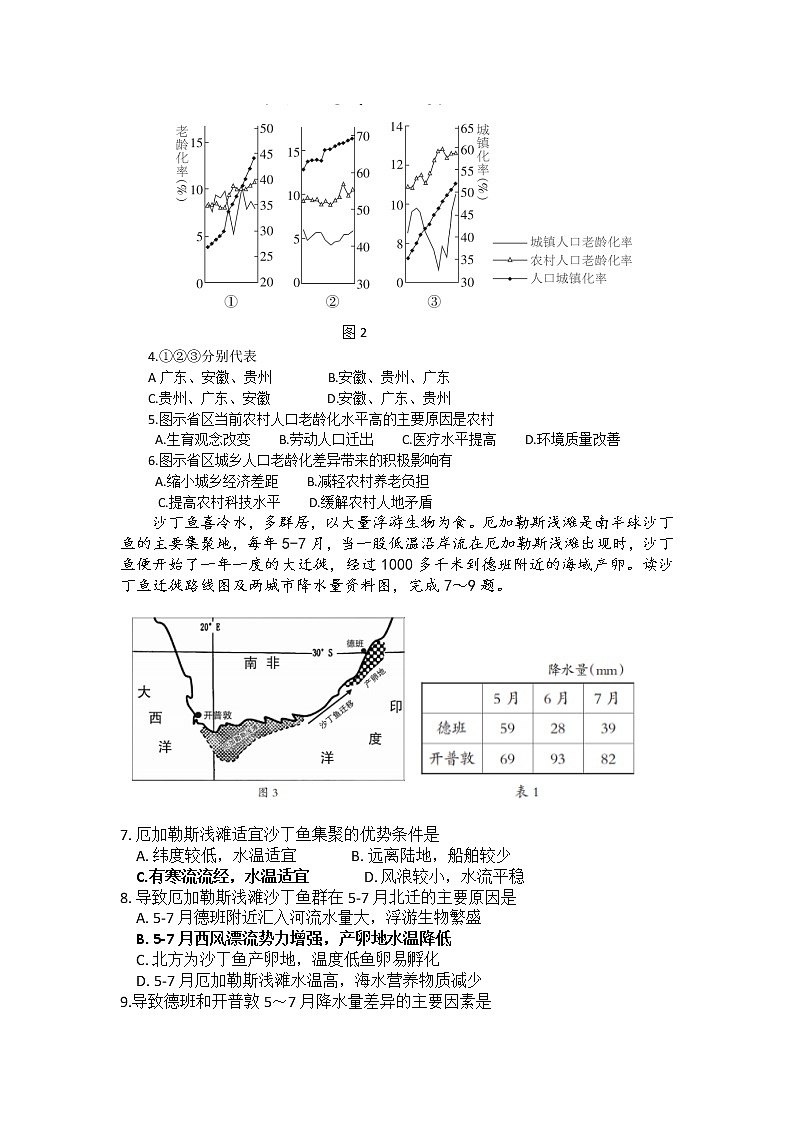 2020阳泉高三上学期期末考试地理试题含答案02