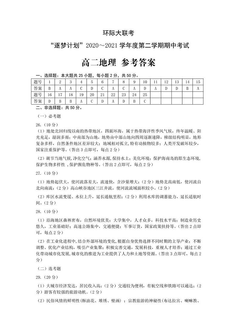 2021驻马店环际大联考高二下学期期中考试地理试题扫描版含答案01