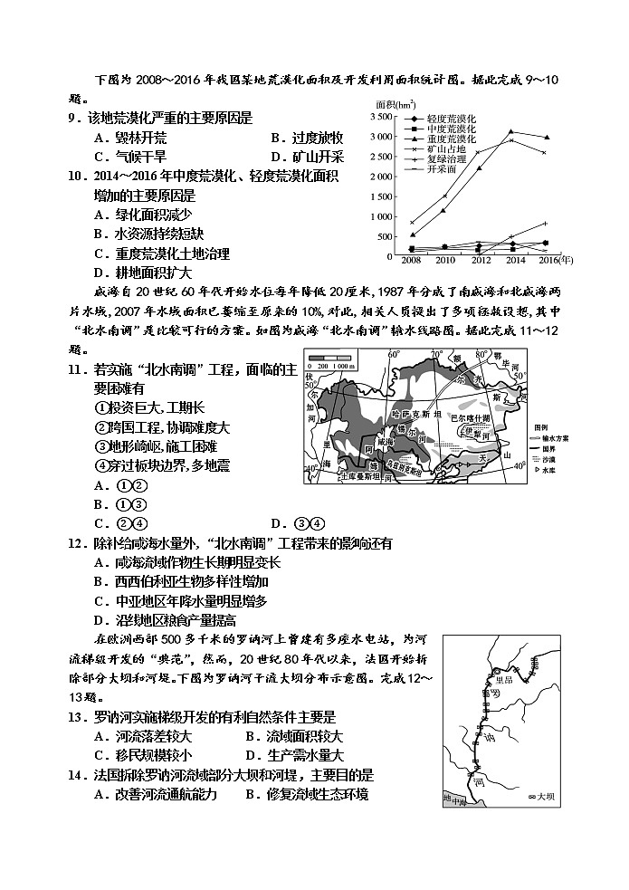 2021天津市六校高二下学期期中联考地理试题含答案03