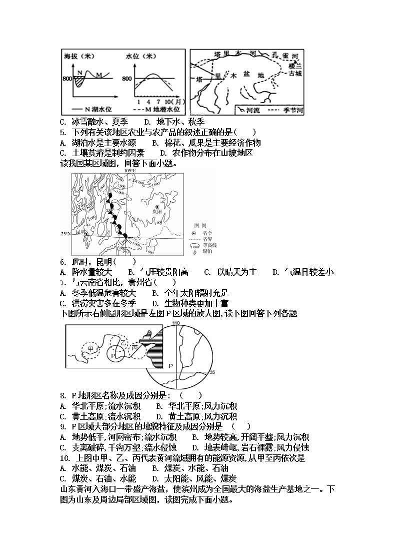 2021黄冈麻城二中高二下学期3月月考地理试题含答案第2页