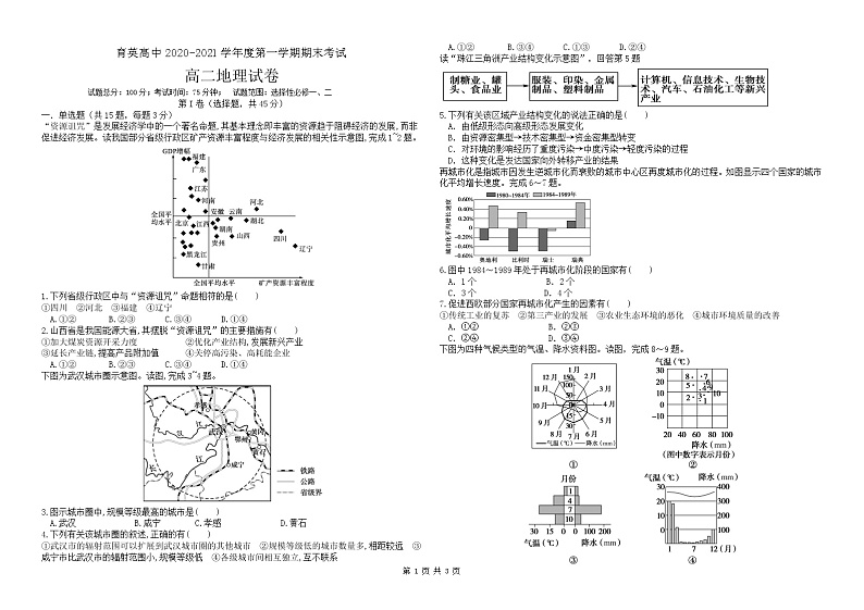 2021朝阳育英高考补习学校高二上学期期末考试地理试题含答案01