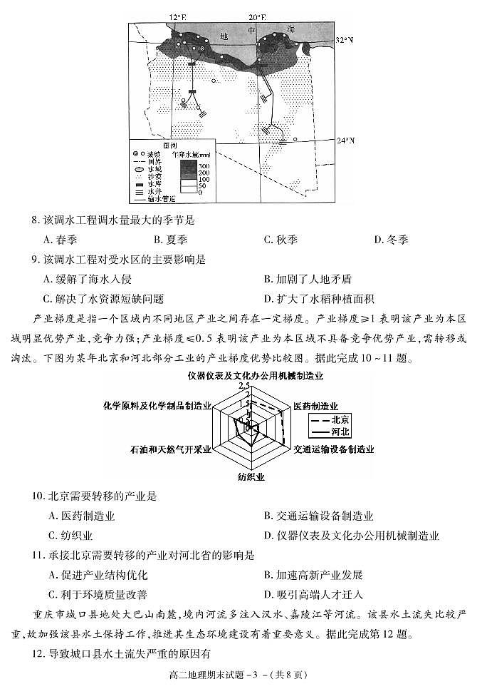 2021咸阳高二上学期期末考试地理试题PDF版含答案03