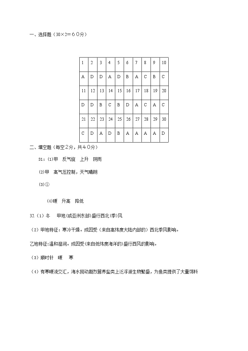 2021磐安县二中高二上学期期中考试地理试题（PDF可编辑版）PDF版含答案01