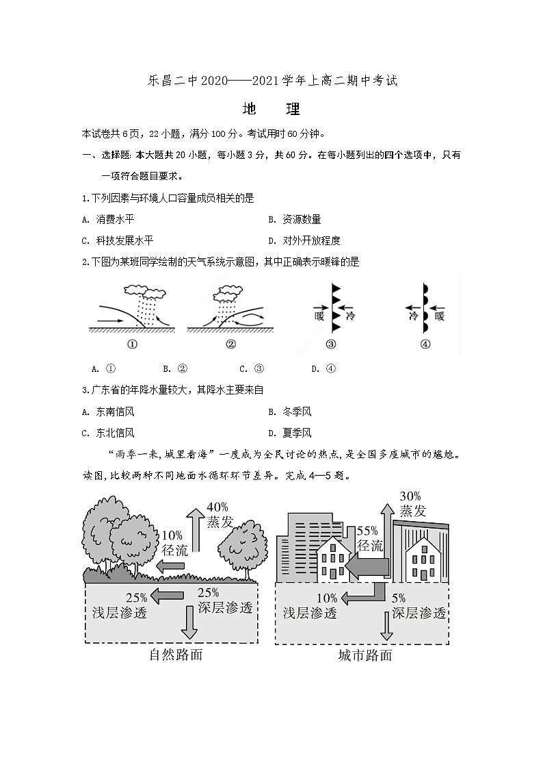 2021乐昌二中高二上学期期中考试地理试题含答案01