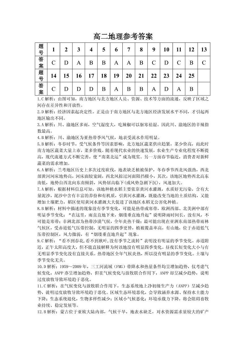 2021安康高二上学期期中考试地理试题图片版含答案01