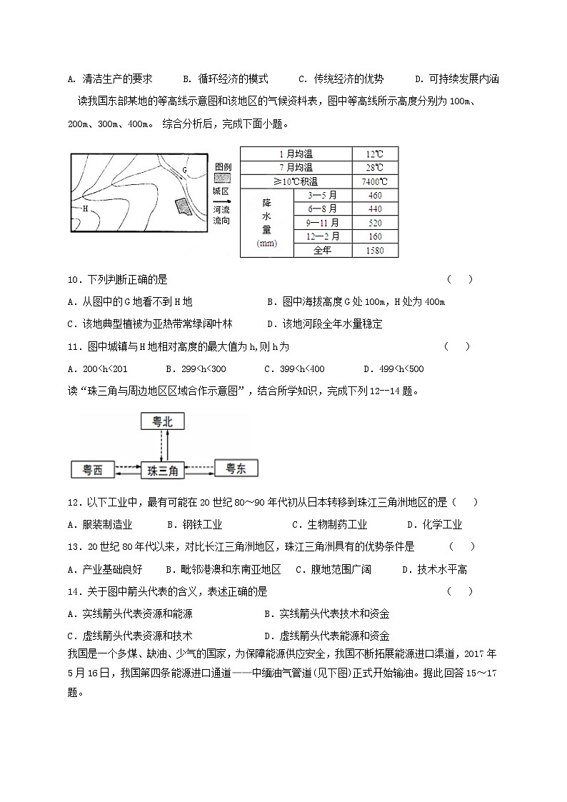 2021通辽开鲁县一中高二上学期期中考试地理试题含答案03