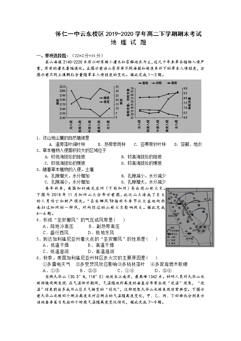 2020朔州怀仁一中云东校区高二下学期期末考试地理试卷含答案01