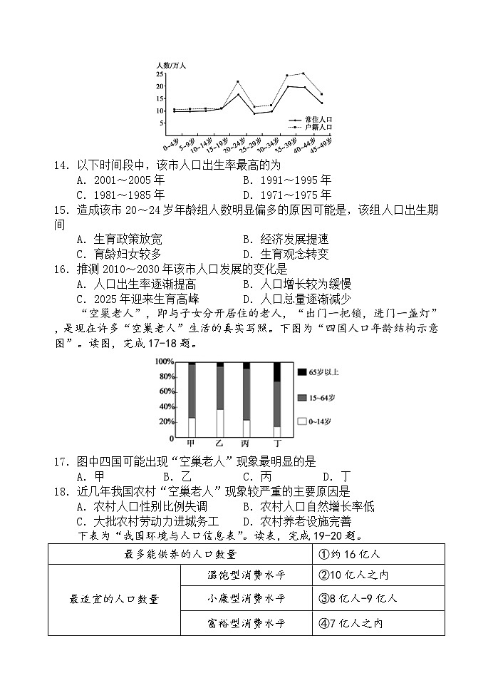 高一3月月考地理试题第3页