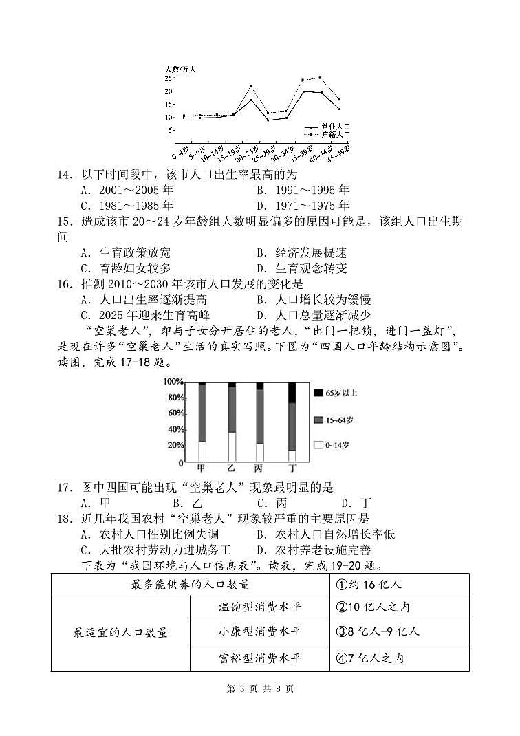 高一3月月考地理试题第3页