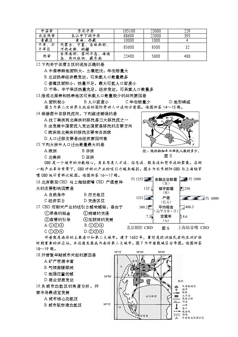 2021如皋高一上学期教学质量调研（三）地理试卷含答案第3页