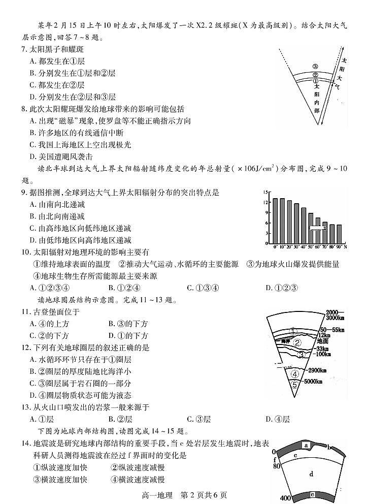 江苏省徐州市沛县2020-2021学年高一上学期第一次学情调研地理试题第2页