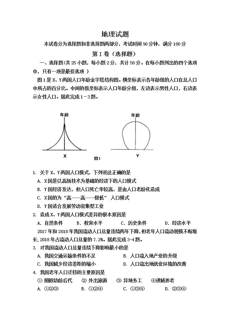 2020晋中祁县中学校高一下学期5月月考考试地理试卷含答案01