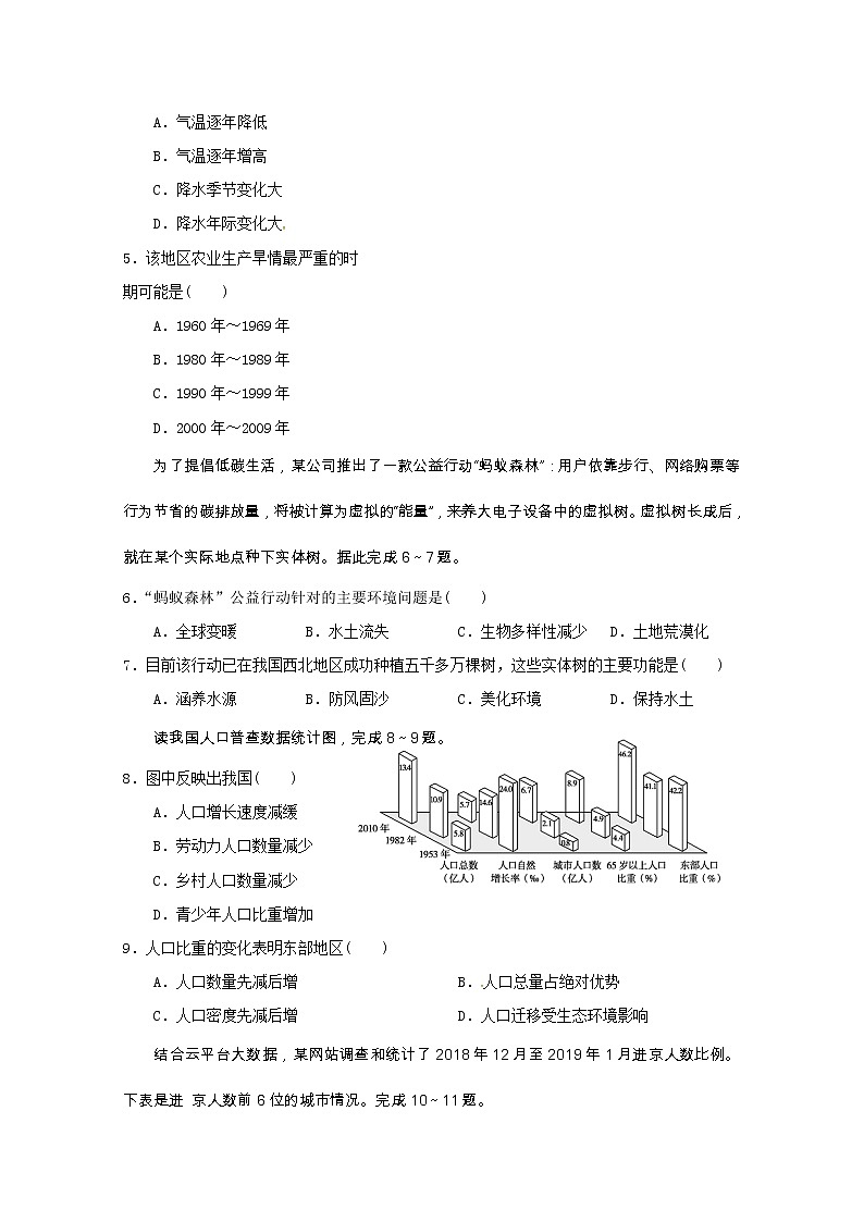 2020娄底一中高一下学期期中考试地理试题含答案第2页