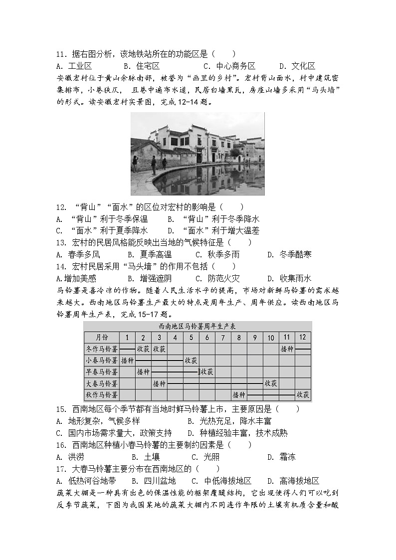 2020辽宁省六校高一下学期期初考试地理试题含答案第3页