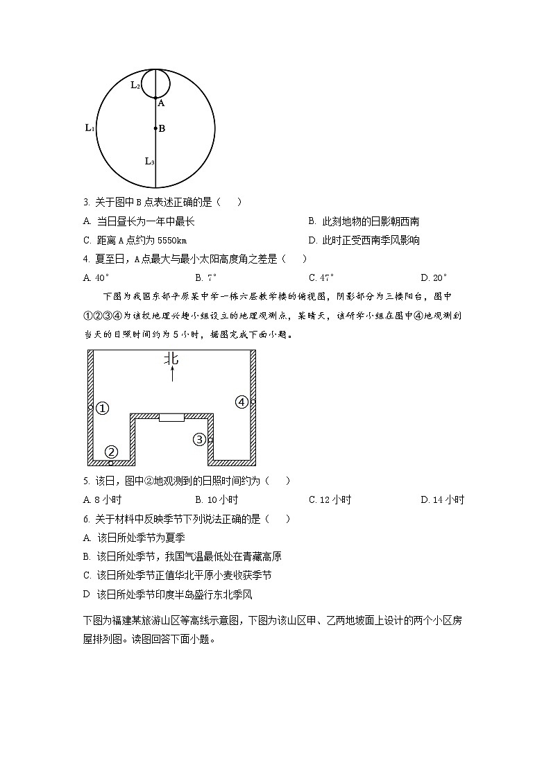 2023届陕西省渭南市大荔县高三一模地理卷及答案（文字版）02