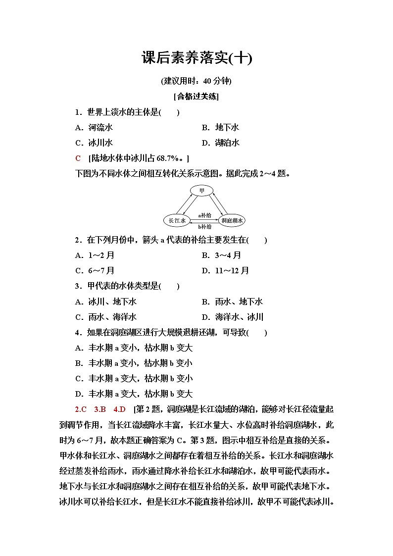 中图版高中地理选择性必修1第4章第1节陆地水体及其关系课件+学案+练习含答案01