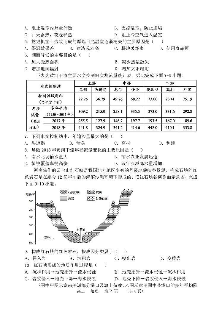 2021—2022学年上期期中高三地理试卷第2页
