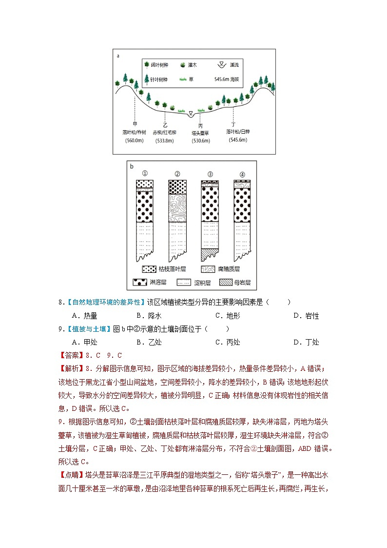 【高考三年真题】最新三年地理高考真题分项汇编——专题06《自然地理环境的整体性与差异性》（2023新高考地区专用）03