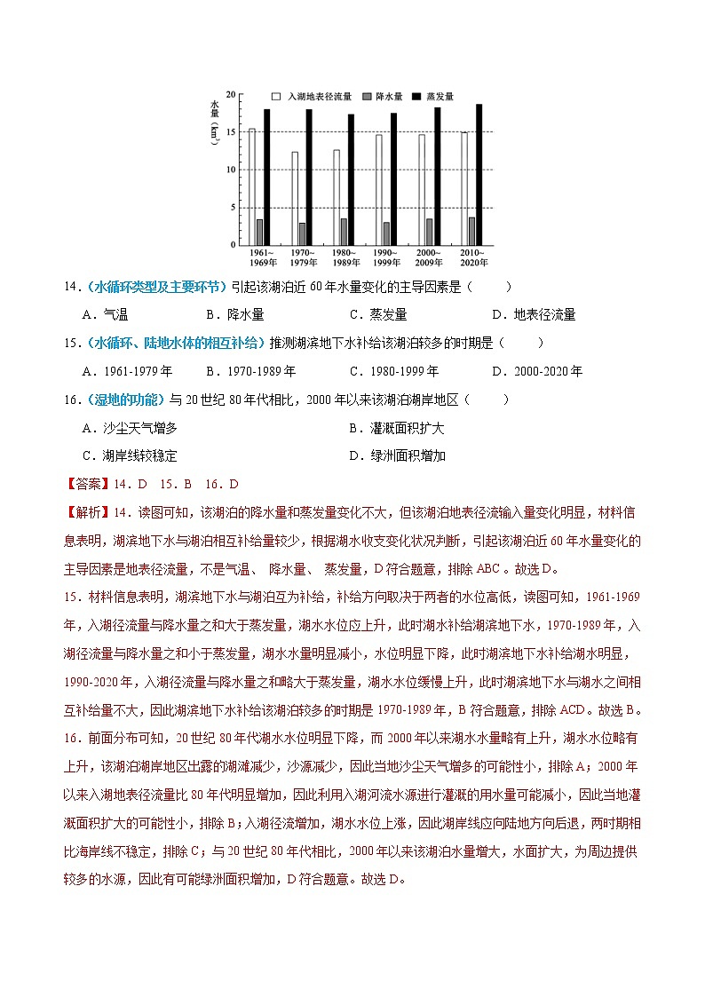 【五年高考真题】最新五年地理高考真题分项汇编——专题04《地球上的水》（2023全国卷地区专用）02