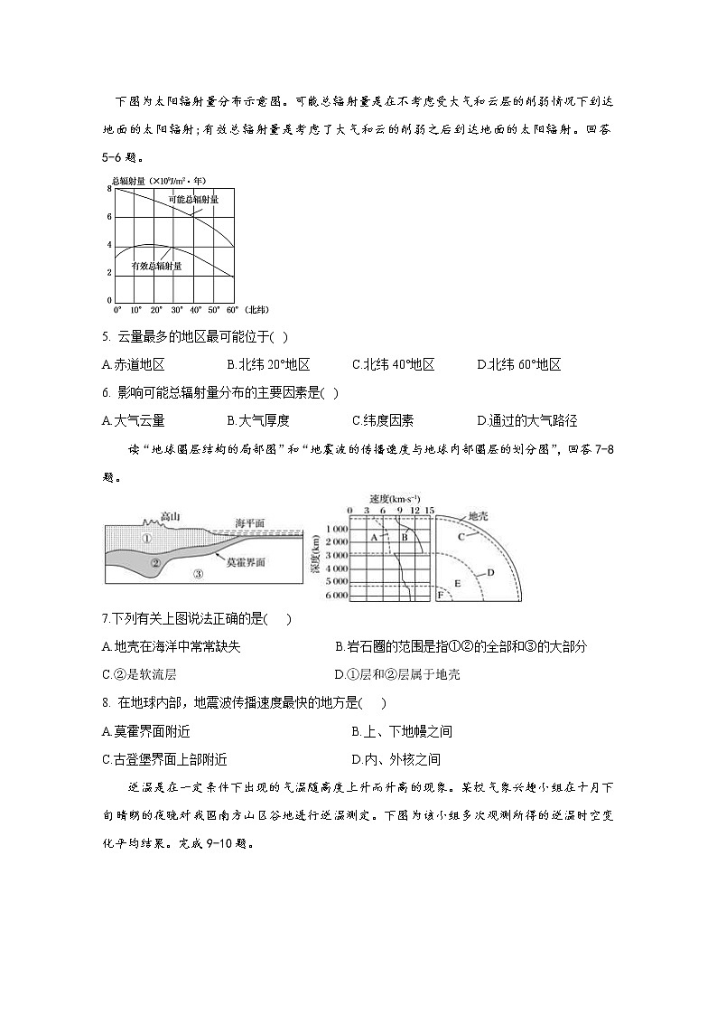 河南省豫东名校2022-2023学年高一地理上学期第一次联合调研考试（Word版附解析）02